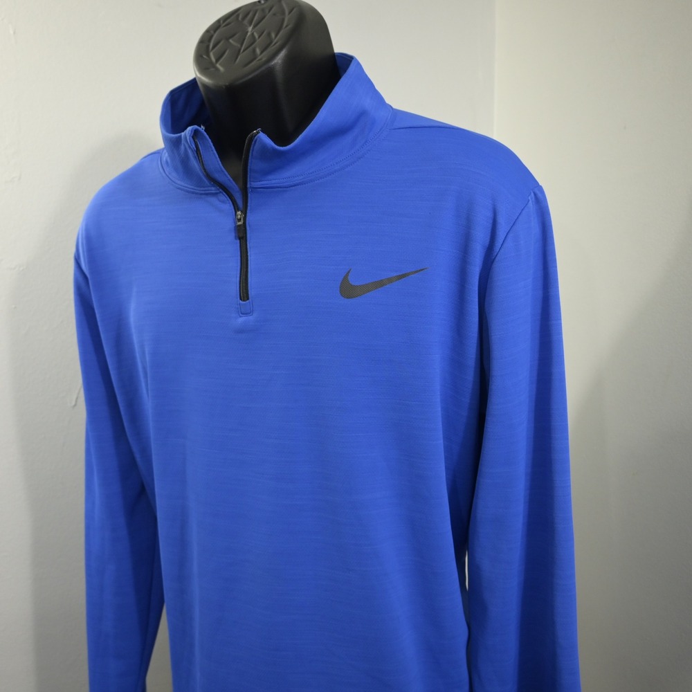 Nike 1/4 Zip Golf Jacket Mens XL Blue Dri-Fit Performance Long Sleeve Wicking